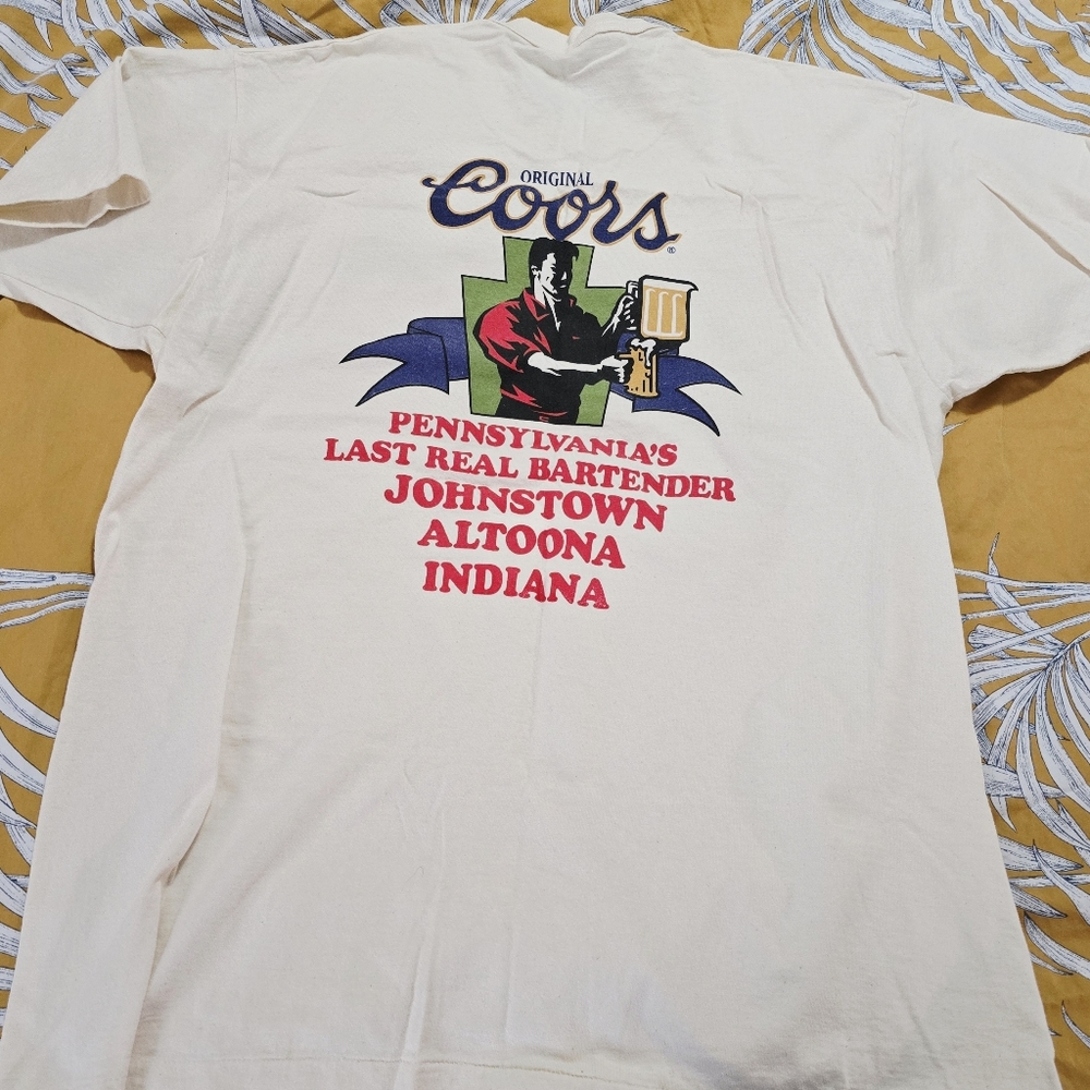 Coors Vintage Pennsylvania's Last Real Bartender Beige Short Sleeve T Shirt